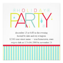 Teal Lime Dark Pink Holiday PartyInvitation