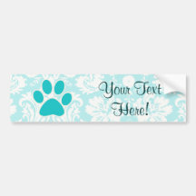 Teal Paw Print Bumper Stickers