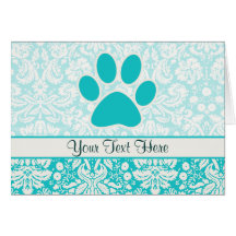 Teal Paw Print Cards