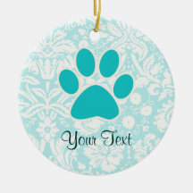Teal Paw Print Christmas Ornament