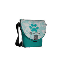 Teal Paw Print Courier Bag