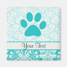 Teal Paw Print Fridge Magnet
