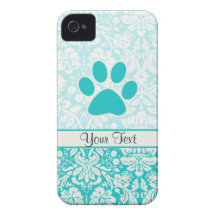 Teal Paw Print iPhone 4 Cover