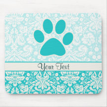 Teal Paw Print Mouse Pads