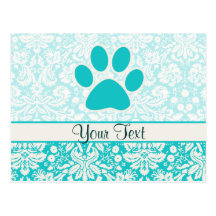 Teal Paw Print Post Cards