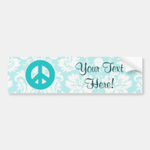 Teal Peace Sign Bumper Sticker