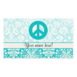Teal Peace Sign Business Card Template