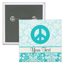 Teal Peace Sign Button