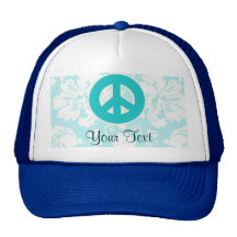 Teal Peace Sign Hats