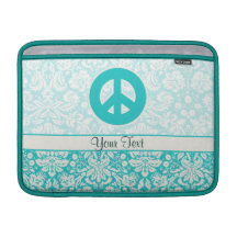 Teal Peace Sign MacBook Air Sleeve