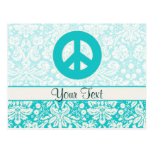 Teal Peace Sign Postcards