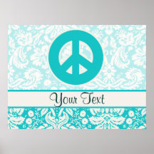 Teal Peace Sign Print