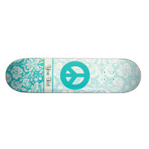Teal Peace Sign Skate Boards