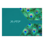 Teal Peacock Elegant Peacock Wedding RSVP Personalized Announcement