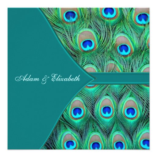 Teal Peacock Wedding Invitations
