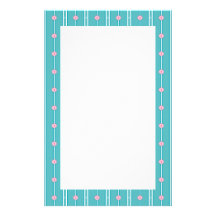 Teal Pink Diamond Stripe Pattern Stationery Design