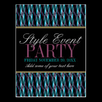 Teal Pink Pattern Office Party Invitation Cards postcards