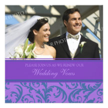 Teal Purple Photo Wedding Vow Renewal Invitations