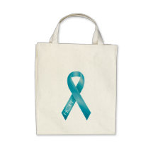 Teal Ribbon Canvas Bags