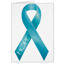 Teal Ribbon Greeting Cards