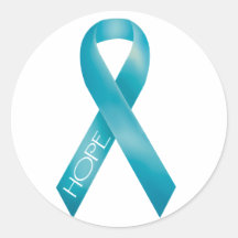 Teal Ribbon Round Stickers