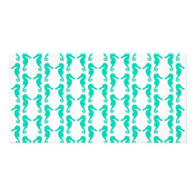 Teal Seahorse Pattern Customised Photo Card