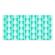 Teal Seahorse Pattern Photo Cards