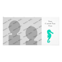 Teal Seahorse Picture Card