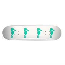 Teal Seahorse Skate Board Deck