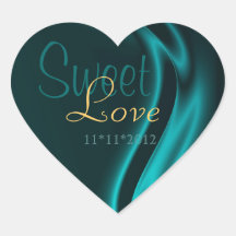 Teal Silk Heart Candy Buffet Sticker