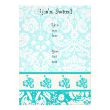 Teal Tropical Flowers Personalized Announcement