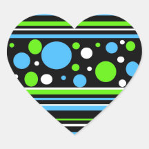 Teal Turquoise Blue Lime Green Stripes Polka Dots Stickers