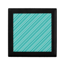 Teal Turquoise Diagonal Striped Pattern Gifts Keepsake Box