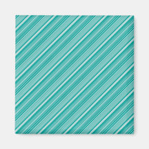 Teal Turquoise Diagonal Striped Pattern Gifts Fridge Magnets