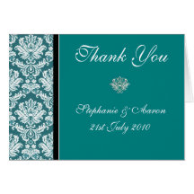 Teal Wedding Thank You Notes Greeting Cards