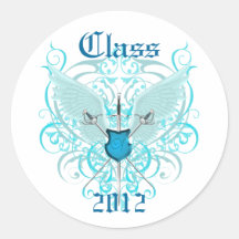 Teal Winged Swords Class of Graduation Sticker