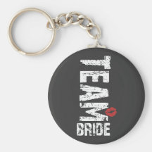 Team Bride Big Grunge Text Keychains