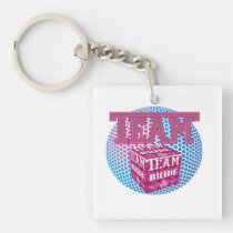team bride bridesmaids wedding bridal party pink key chains
