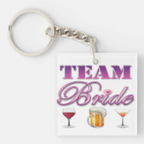 Team Bride Drinks Bridesmaids Wedding Bridal Party key chains