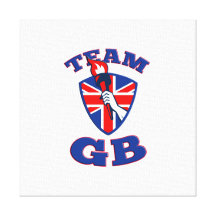 Team GB Hand Holding Flaming Torch British Flag Canvas Prints
