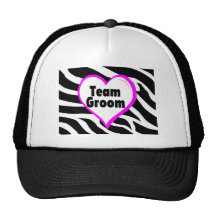 Team Groom Zebra Stripes Mesh Hats