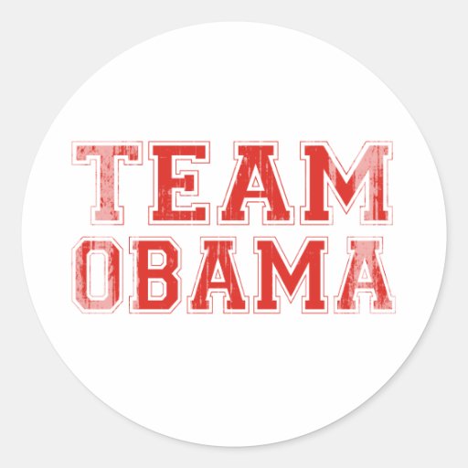 TEAM OBAMA RED Vintage.png Round Stickers