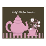 Teapot and Daisies Recipe Card Post Cards