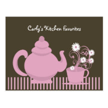 Teapot and Daisies Recipe Card Post Cards