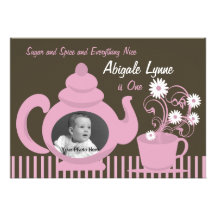Teapot Birthday Photo Personalized Invites