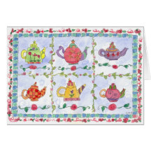 Teapot Flower Sampler Tea Party Invitation Card