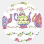 Teapots Tea Time Flowers Sticker