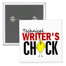 Technical Writer's Chick Pinback Button