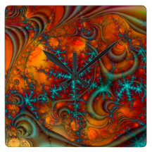 Techno Psychedelic Fractal Decor Clocks