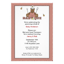Teddy Bear Chef Baby Shower BBQ Invitation